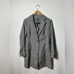 Adrianna Papell Jacquard Long Topper Jacket Houndstooth Plaid Size Medium NWT